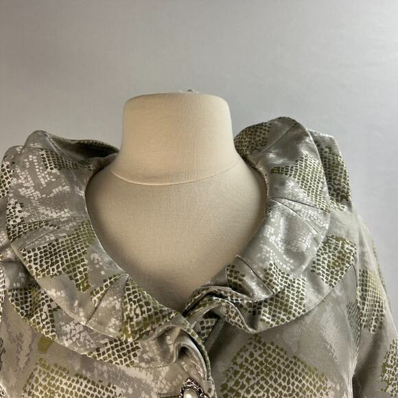 Samuel Dong Reptile Print Cropped Jacket Sz L - Picture 3 of 8